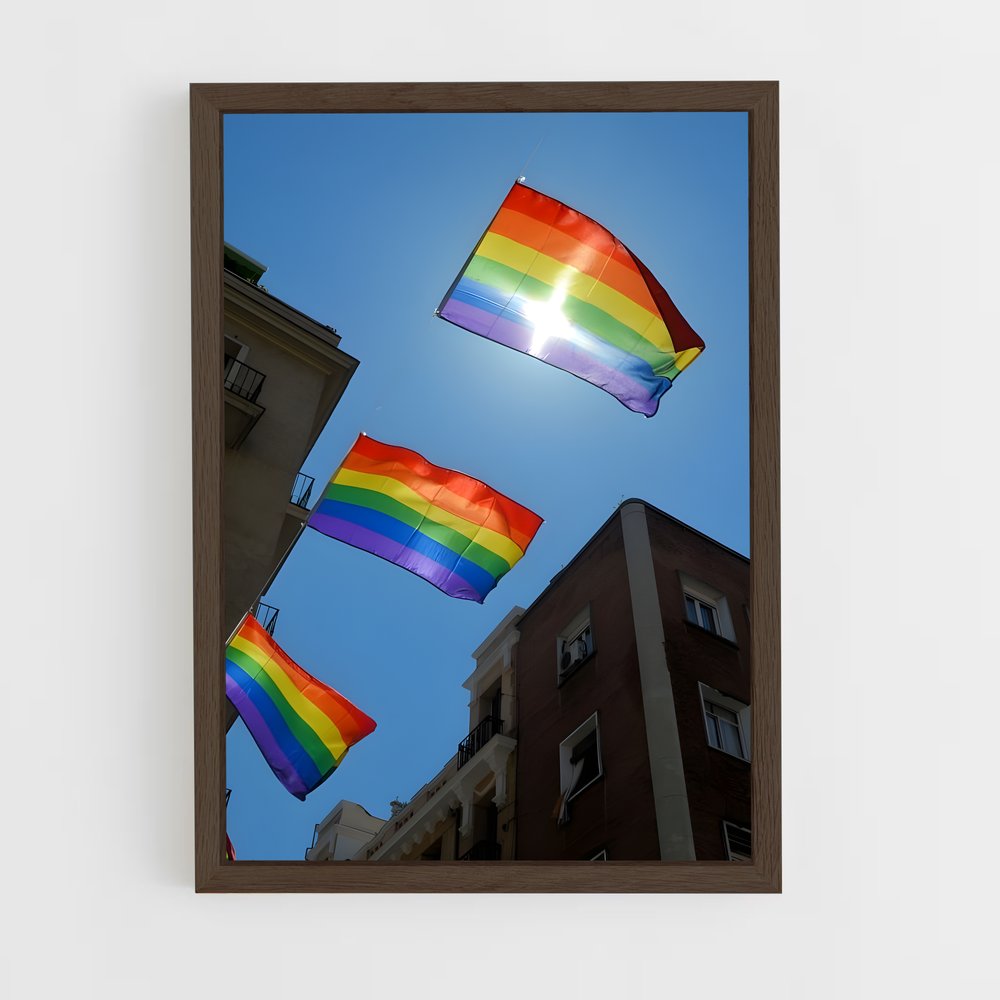 ap-rainbow flag-3 cadre Bois foncé