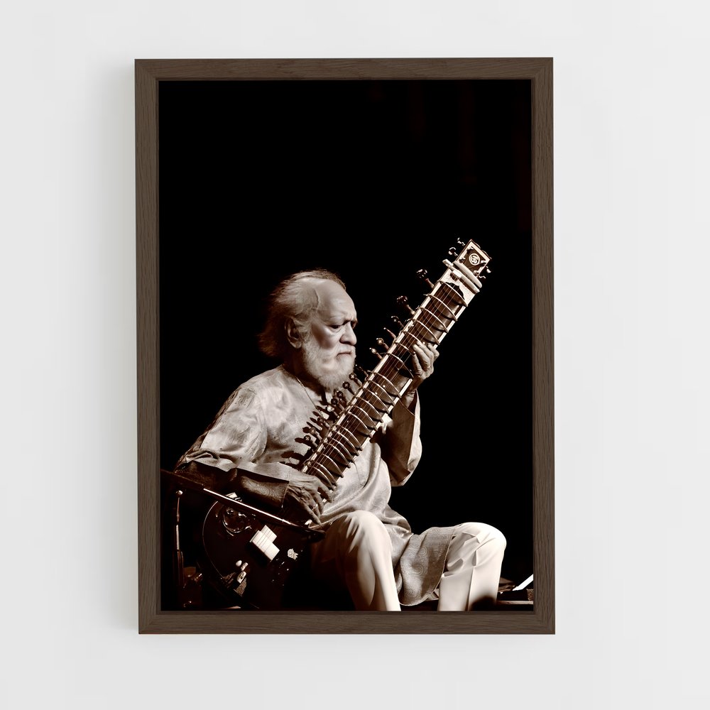 ap-ravi shankar-2 cadre Bois foncé