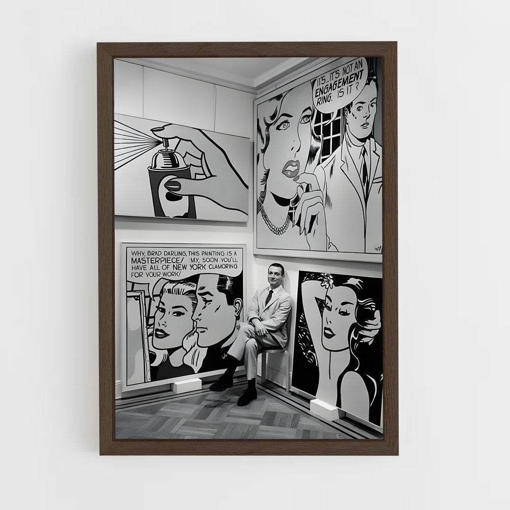 ap-roy lichtenstein-4 cadre Bois foncé