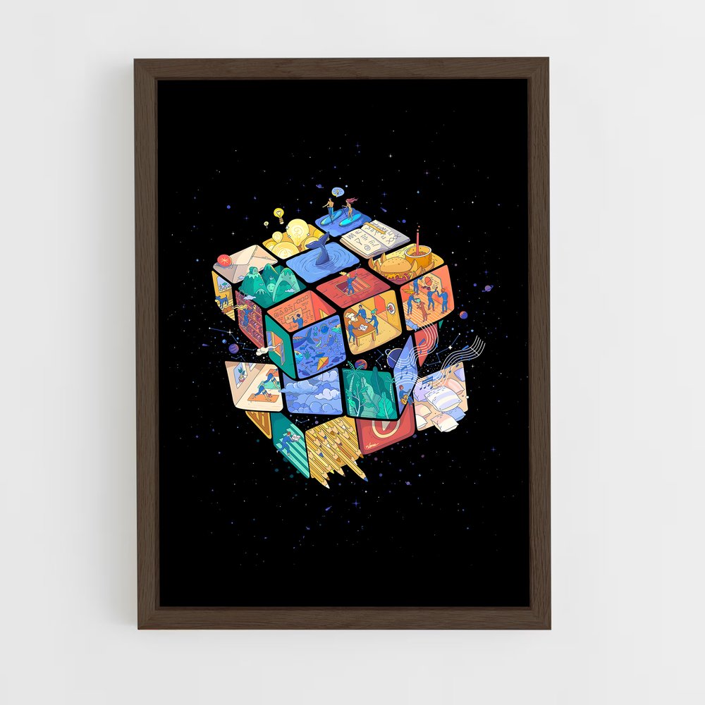 ap-rubiks cube-2 cadre Bois foncé