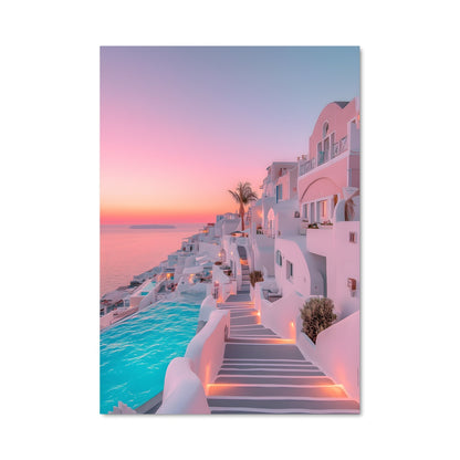 Poster Coucher de Soleil à Santorin