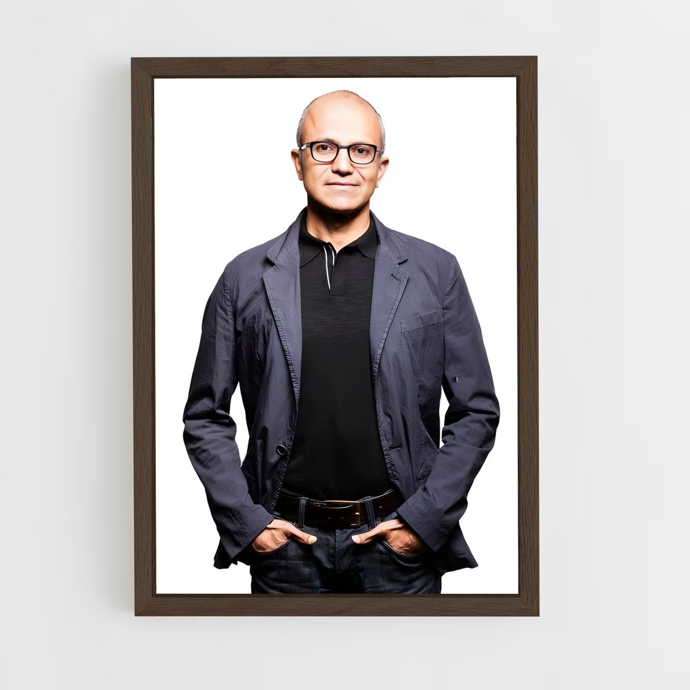 ap-satya nadella-3 cadre Bois foncé
