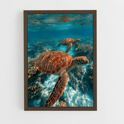 ap-sea turtle-13 cadre Bois foncé