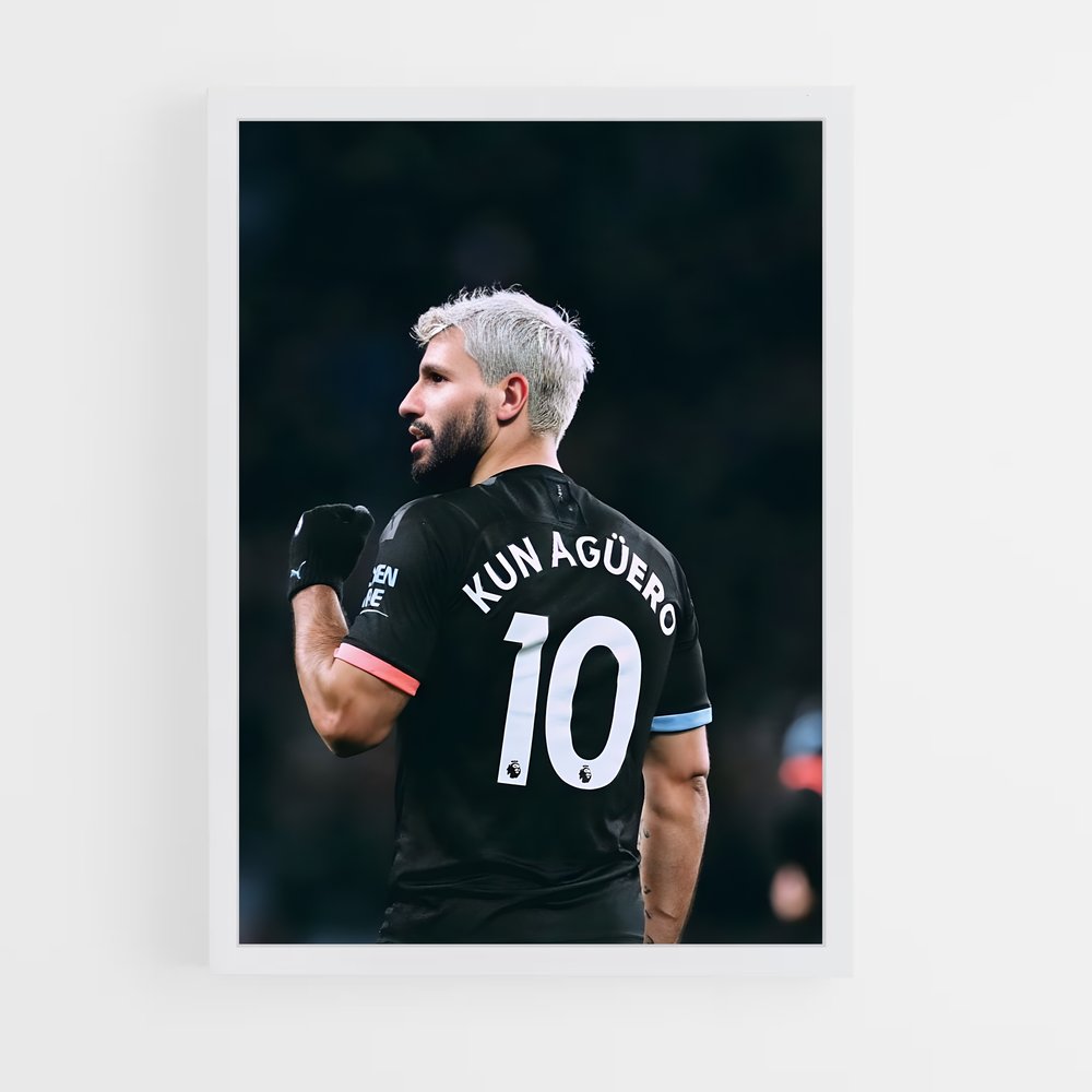 ap-sergio aguero-9 cadre Blanc