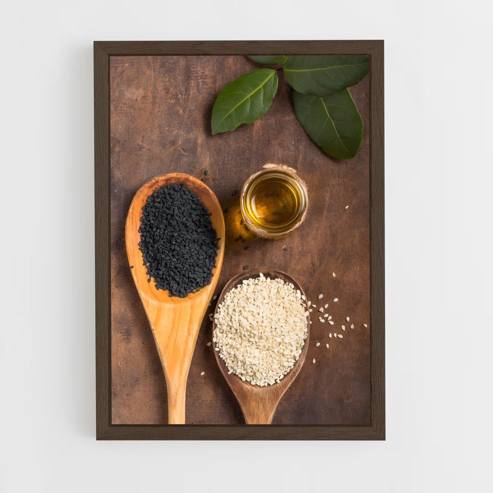 ap-sesame seeds-1 cadre Bois foncé