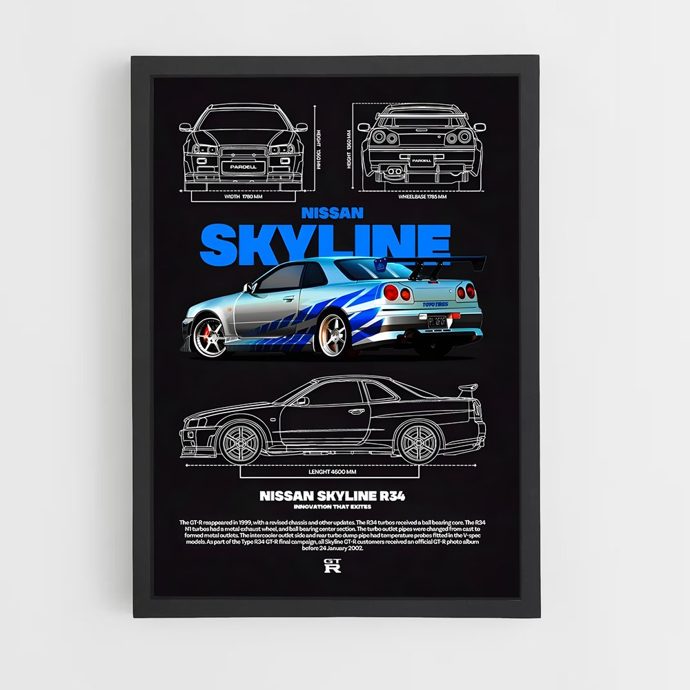 ap-skyline gt-r r34-3 cadre Noir