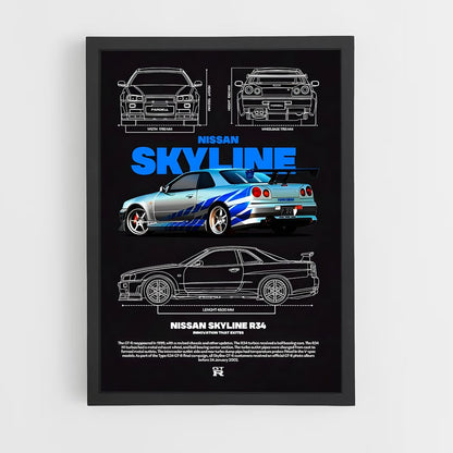 ap-skyline gt-r r34-3 cadre Noir