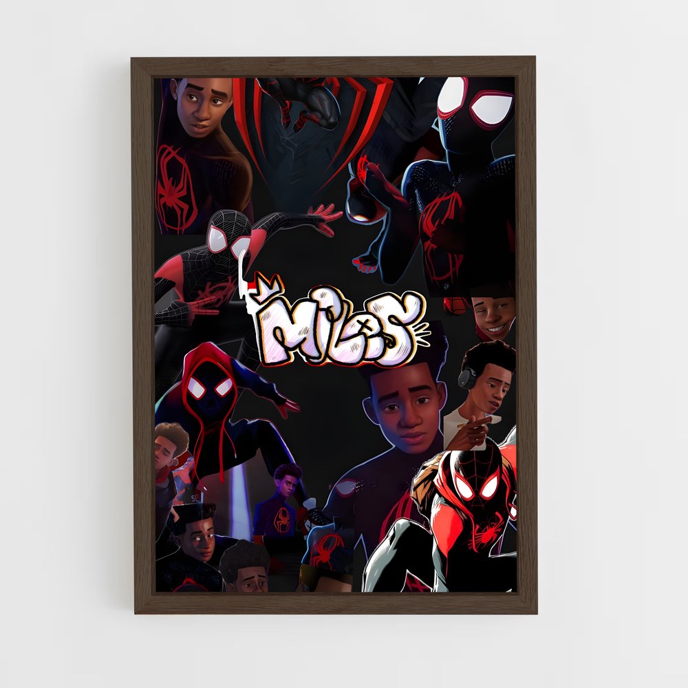 ap-spider man miles morales-5 cadre Bois foncé