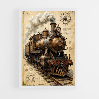 ap-steam engine-2 cadre Blanc