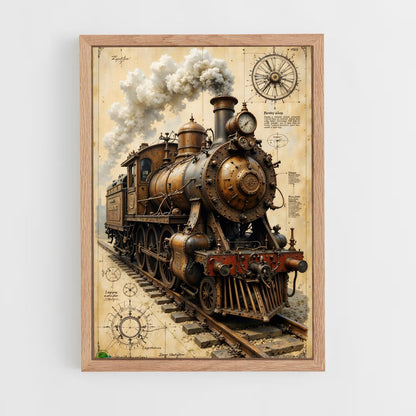ap-steam engine-2 cadre Bois clair