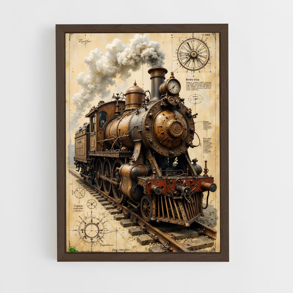 ap-steam engine-2 cadre Bois foncé