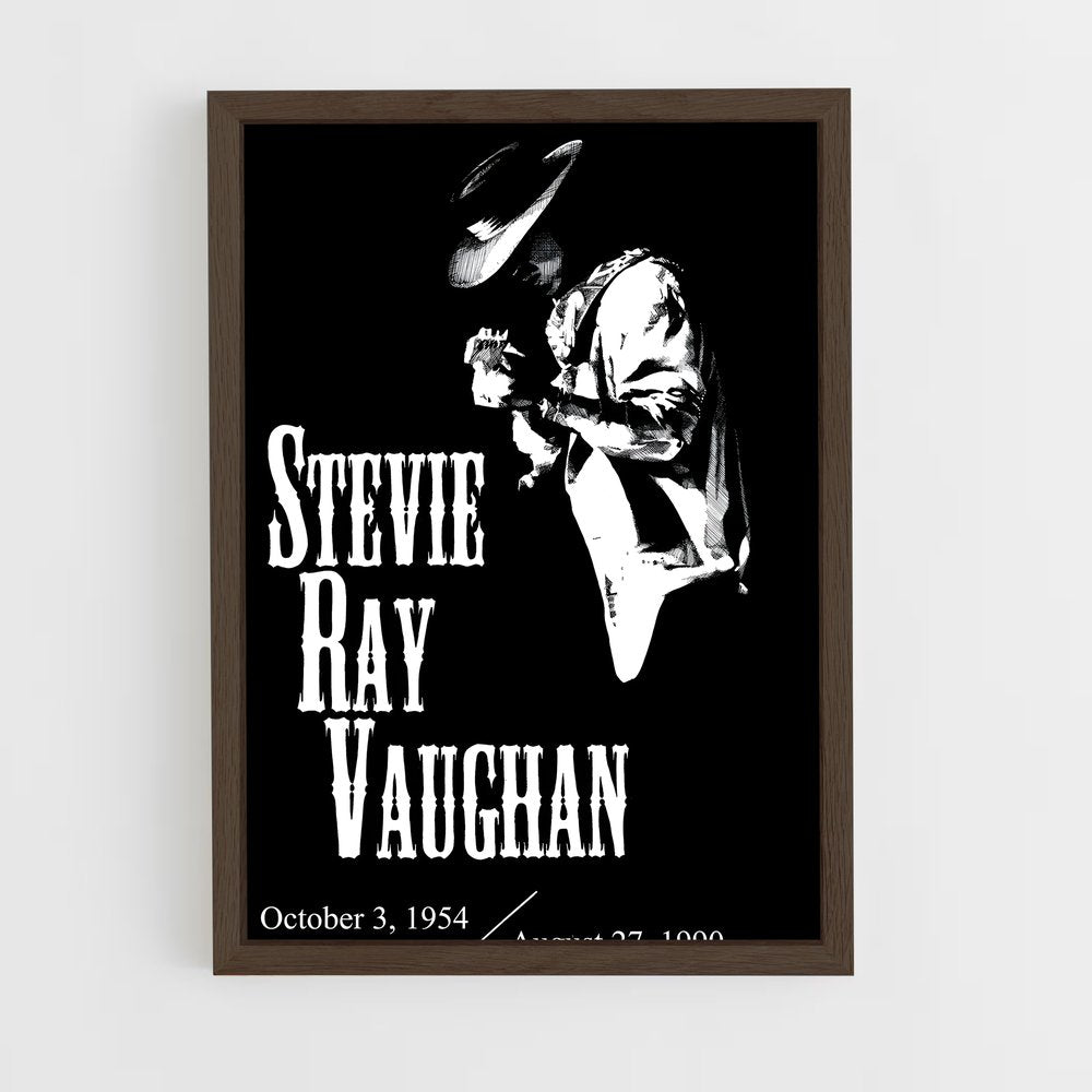 ap-stevie ray vaughan-10 cadre Bois foncé