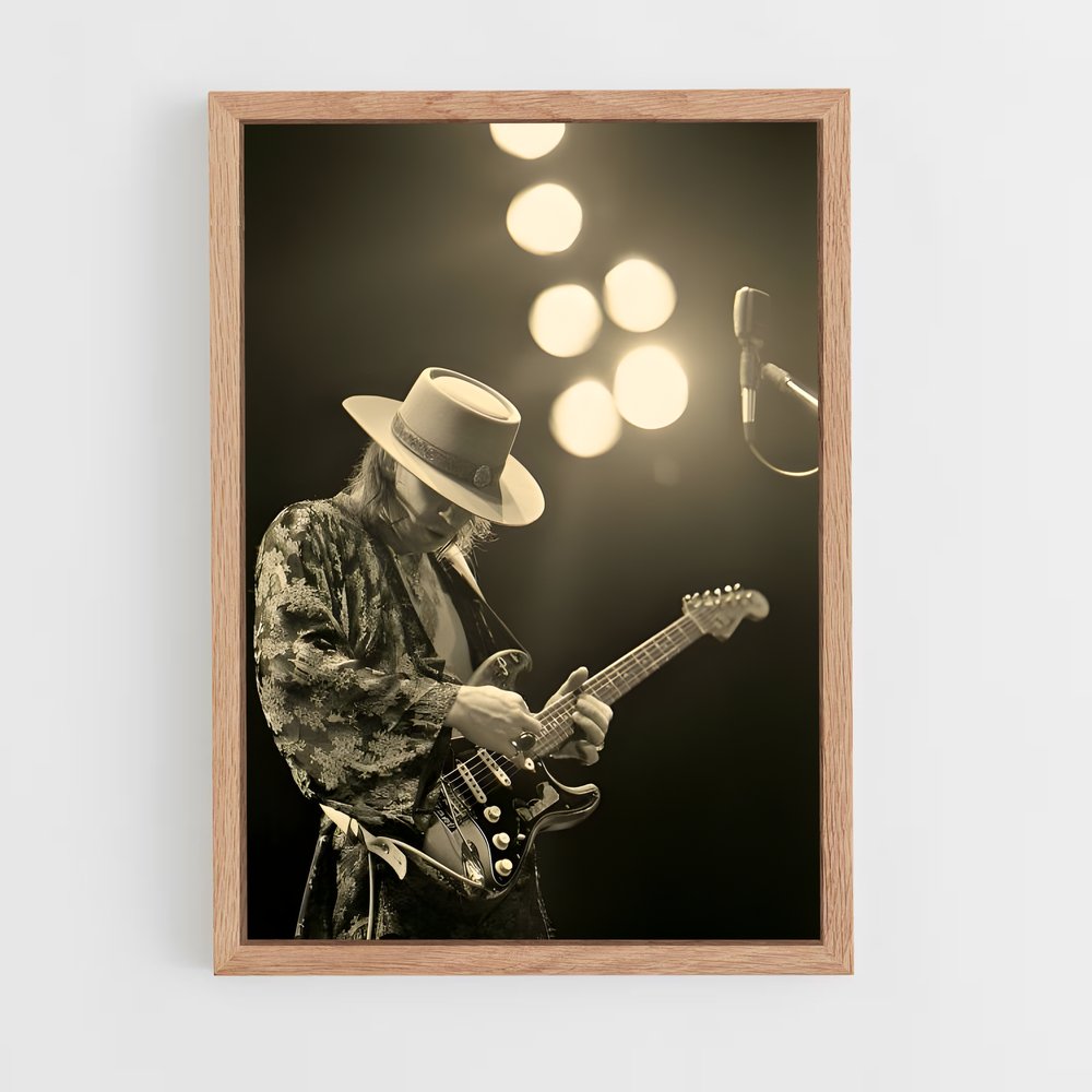 ap-stevie ray vaughan-3 cadre Bois clair