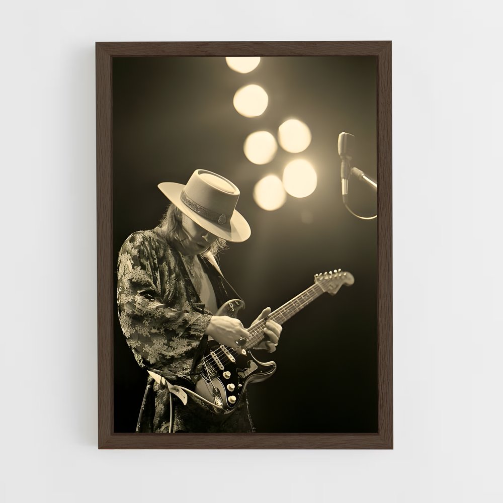 ap-stevie ray vaughan-3 cadre Bois foncé