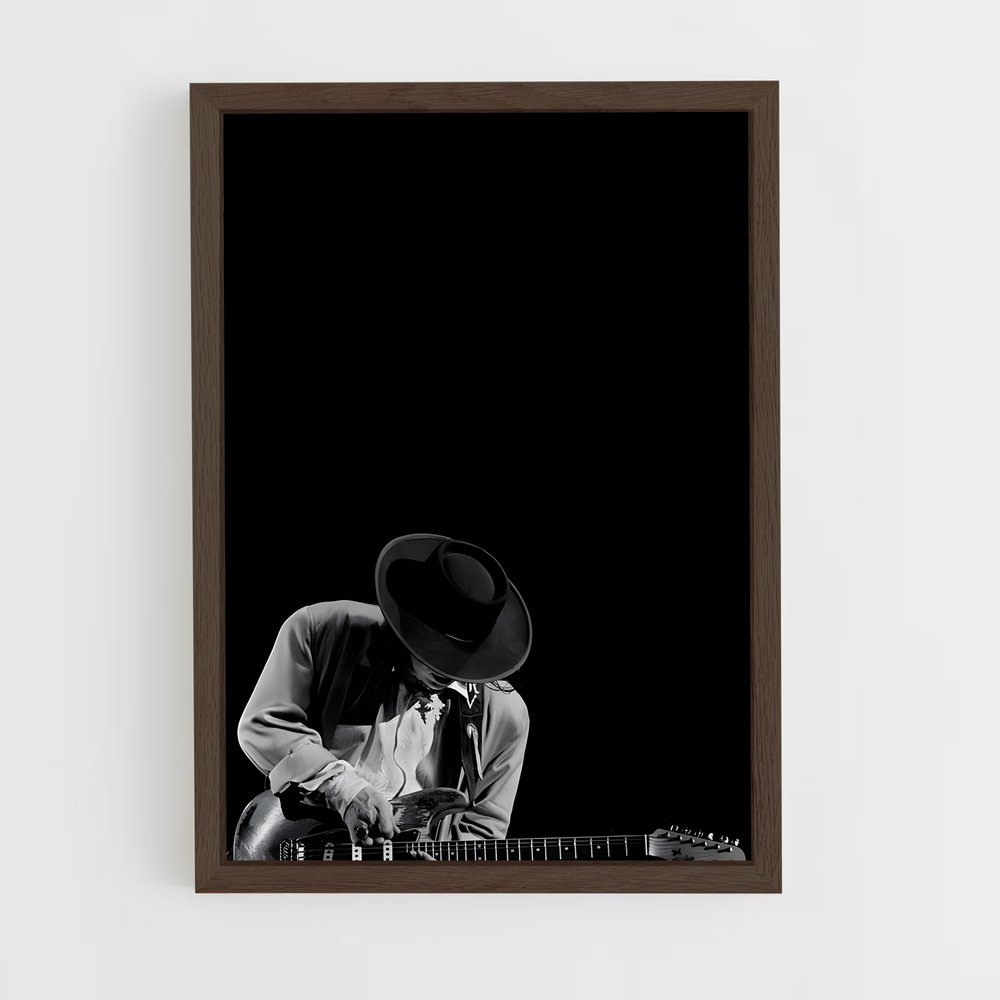 ap-stevie ray vaughan-4 cadre Bois foncé