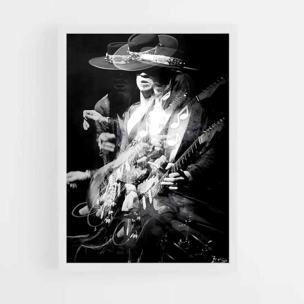 ap-stevie ray vaughan-5 cadre Blanc