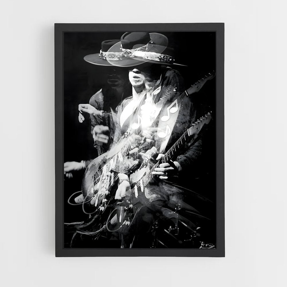 ap-stevie ray vaughan-5 cadre Noir