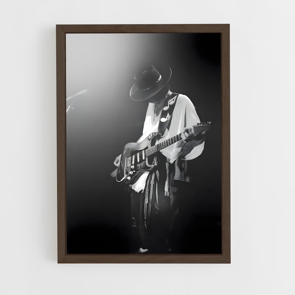 ap-stevie ray vaughan-7 cadre Bois foncé