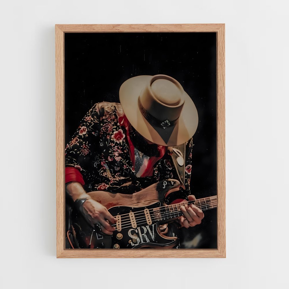 ap-stevie ray vaughan-8 cadre Bois clair