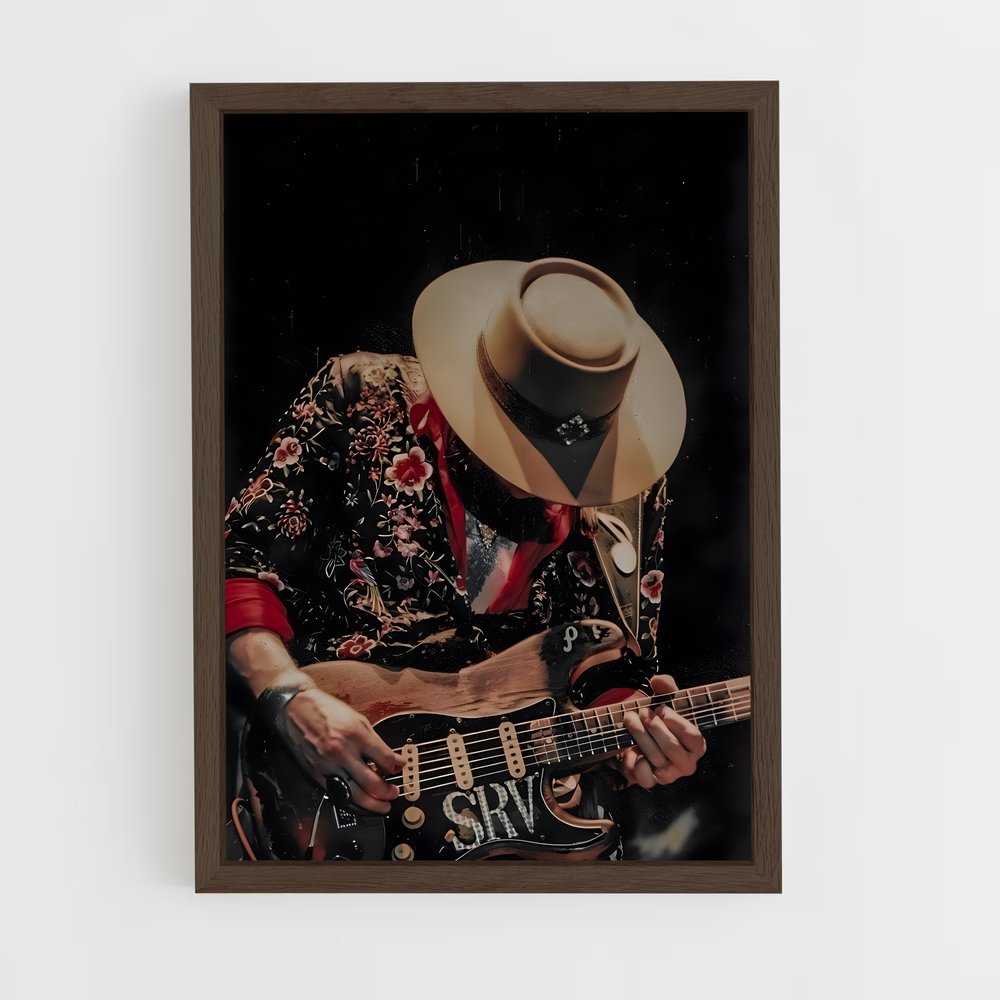 ap-stevie ray vaughan-8 cadre Bois foncé