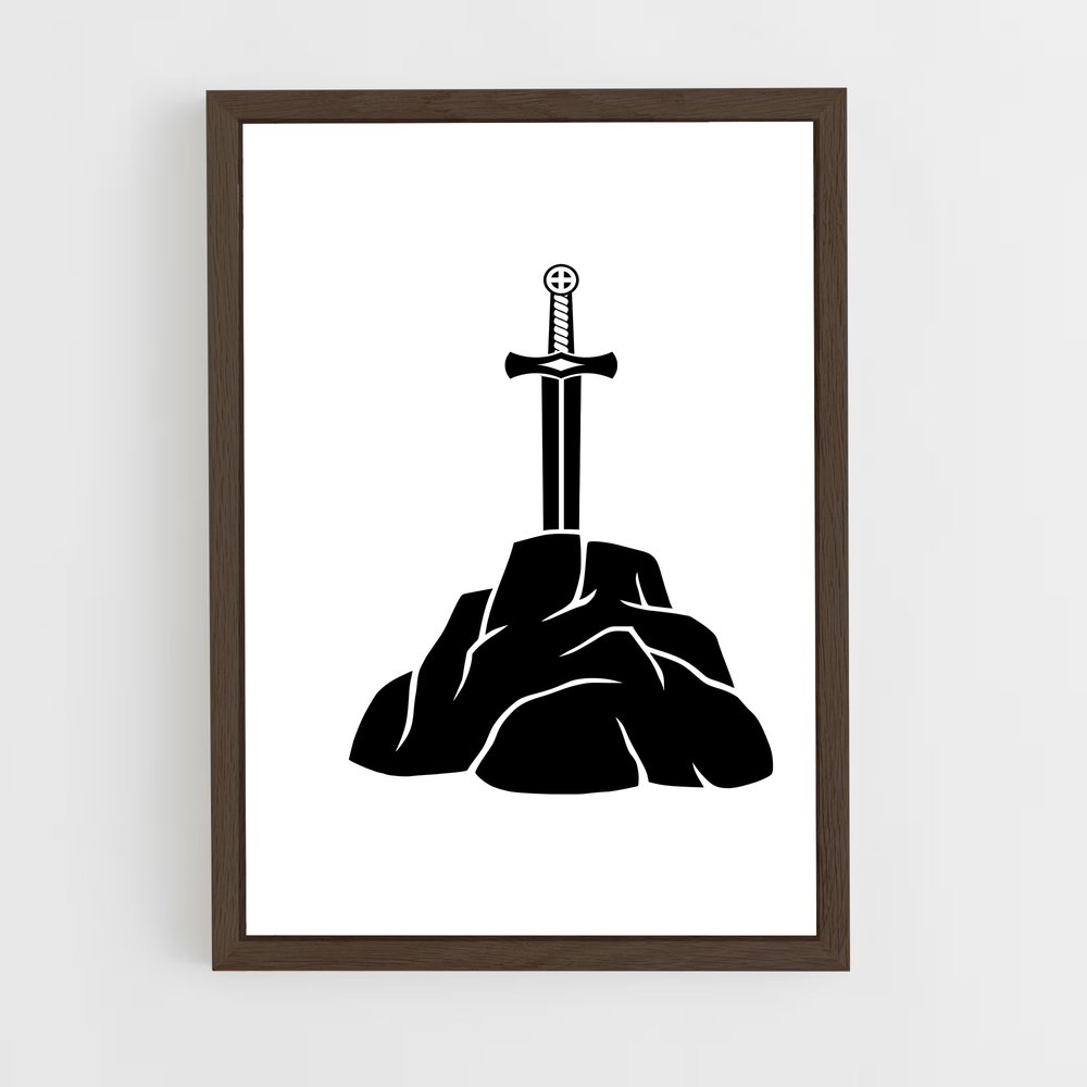 ap-sword in stone-5 cadre Bois foncé