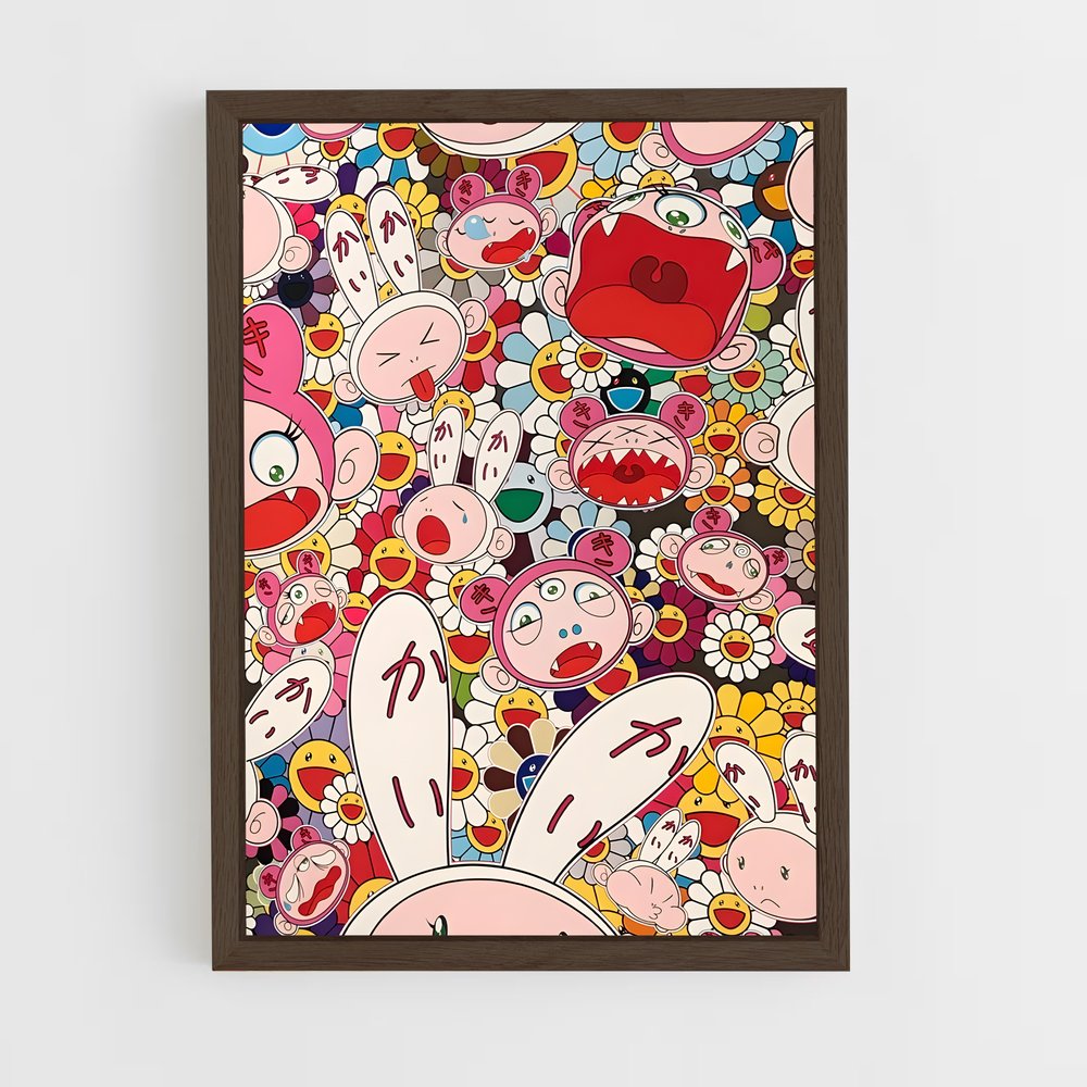 ap-takashi murakami-1 cadre Bois foncé