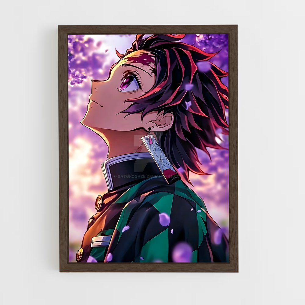 ap-tanjiro kamado-3 cadre Bois foncé