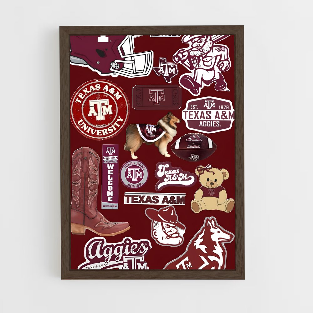 ap-texas aandm aggies-6 cadre Bois foncé