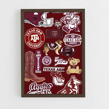 ap-texas aandm aggies-6 cadre Bois foncé