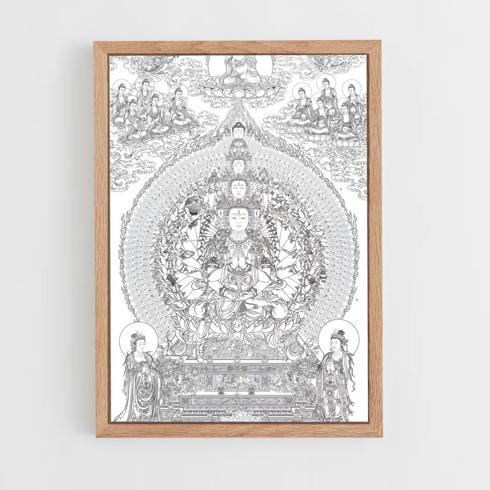 ap-thousand arm buddha-1 cadre Bois clair