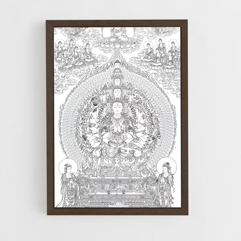 ap-thousand arm buddha-1 cadre Bois foncé