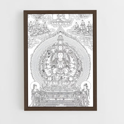 ap-thousand arm buddha-1 cadre Bois foncé