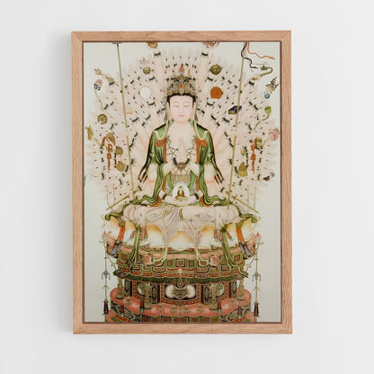 ap-thousand arm buddha-3 cadre Bois clair