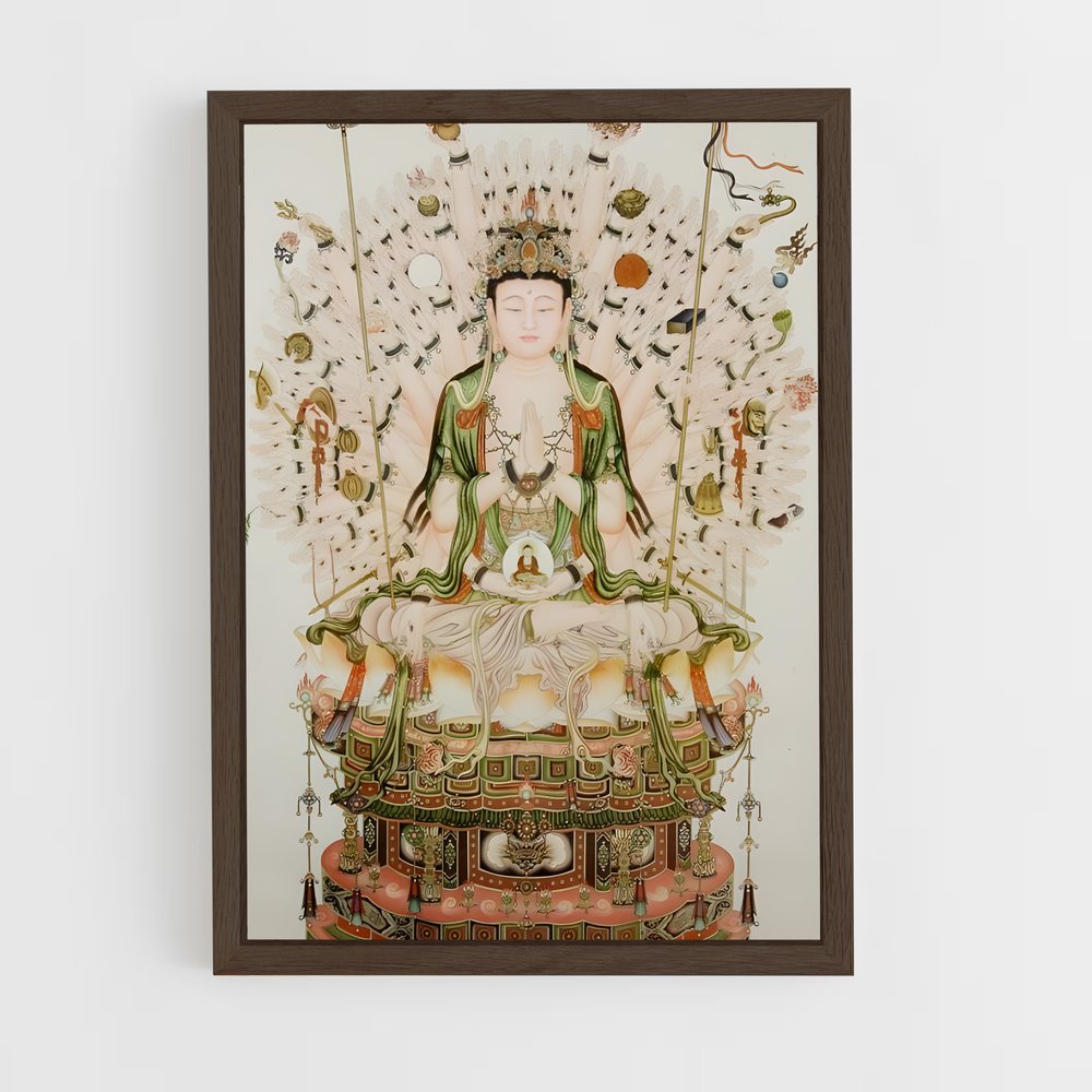 ap-thousand arm buddha-3 cadre Bois foncé