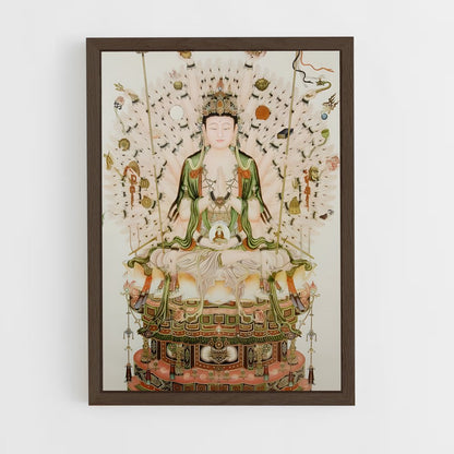 ap-thousand arm buddha-3 cadre Bois foncé