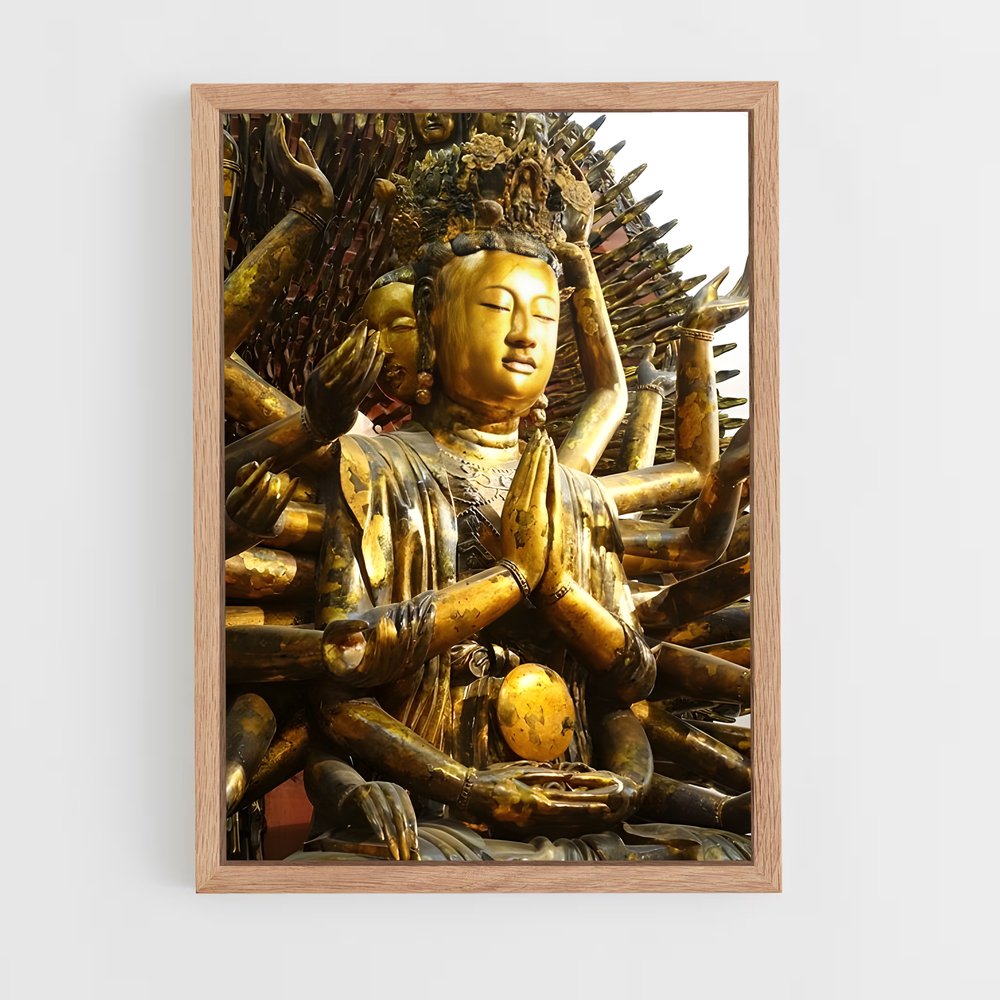 ap-thousand arm buddha-5 cadre Bois clair