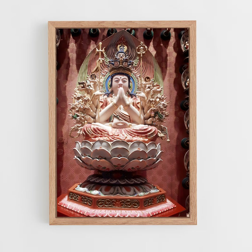 ap-thousand arm buddha-6 cadre Bois clair