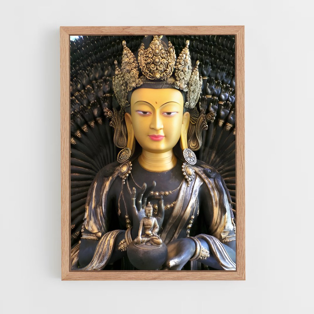 ap-thousand arm buddha-7 cadre Bois clair