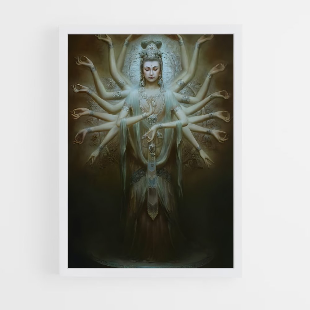 ap-thousand arm buddha-9 cadre Blanc