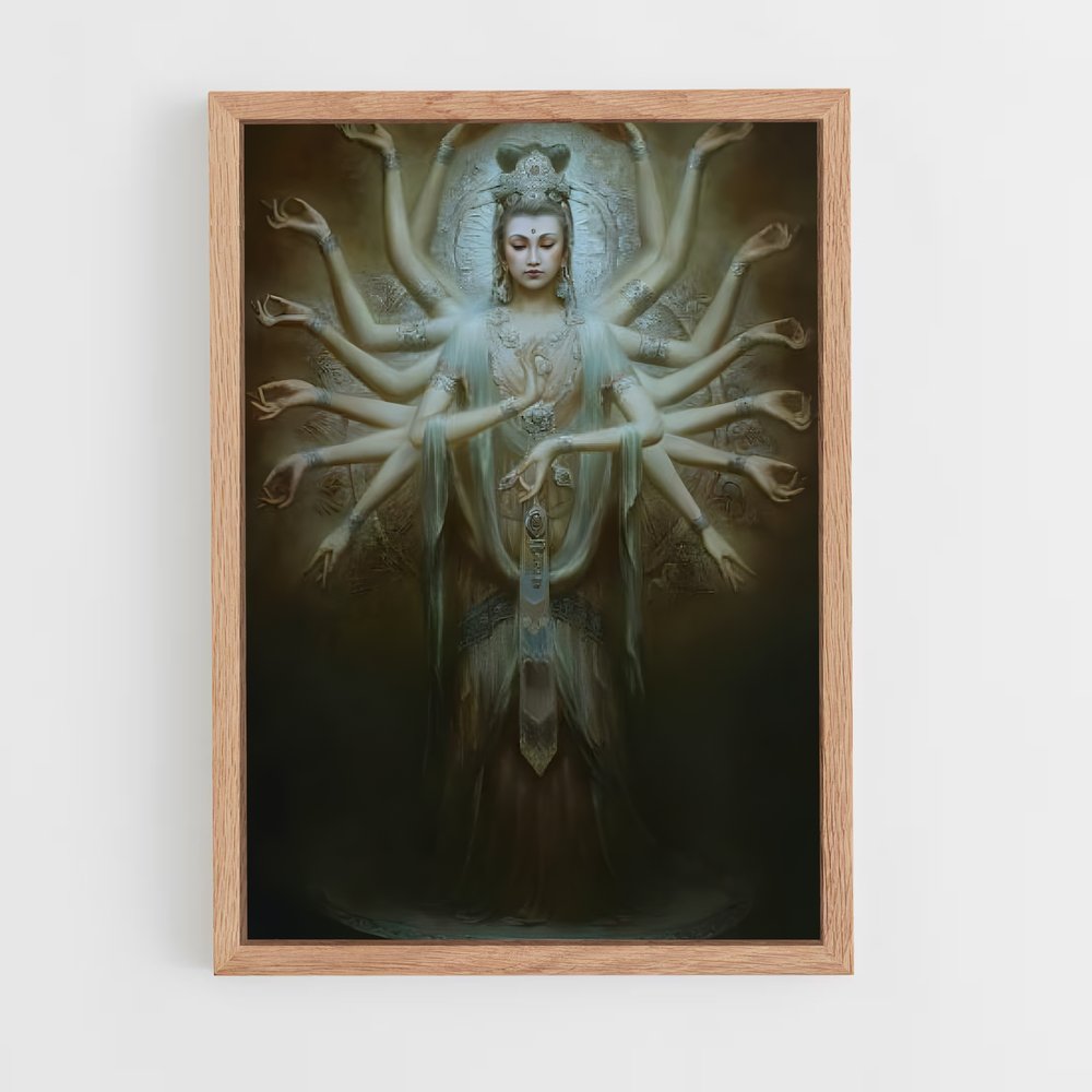 ap-thousand arm buddha-9 cadre Bois clair