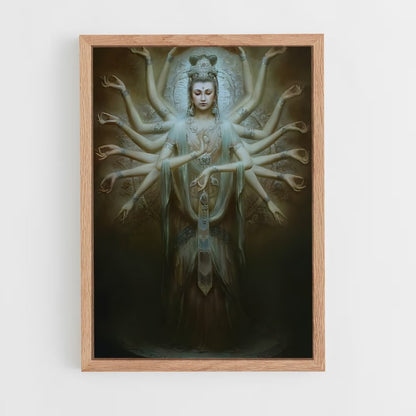 ap-thousand arm buddha-9 cadre Bois clair