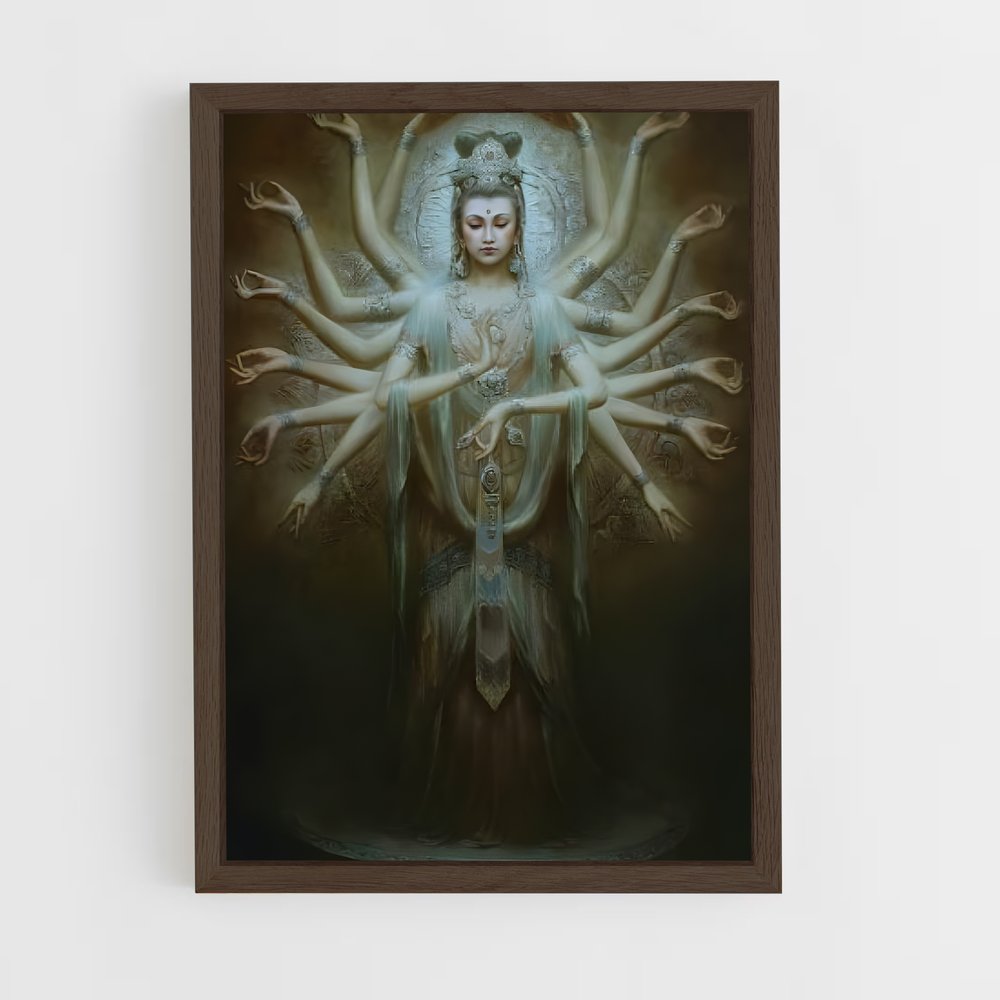 ap-thousand arm buddha-9 cadre Bois foncé