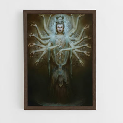 ap-thousand arm buddha-9 cadre Bois foncé