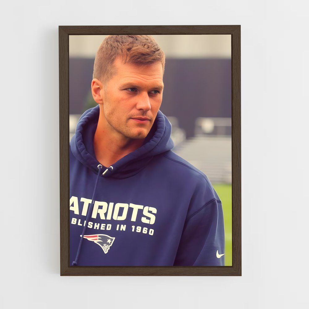 ap-tom brady-4 cadre Bois foncé