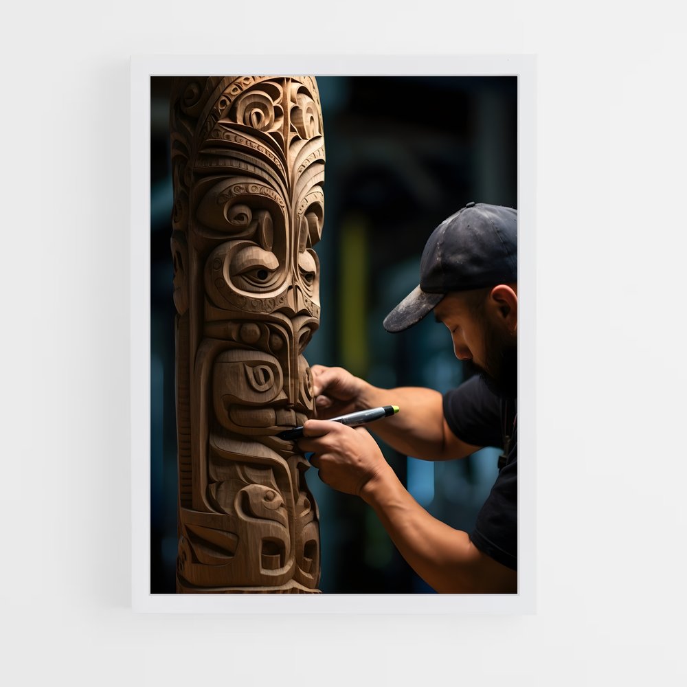 ap-totem pole-14 cadre Blanc