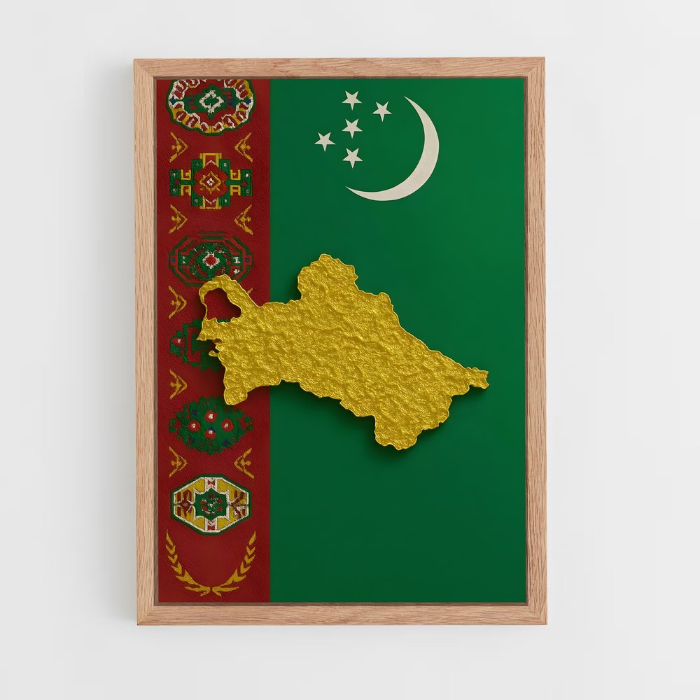 ap-turkmenistan flag-2 cadre Bois clair