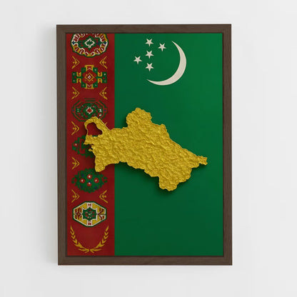ap-turkmenistan flag-2 cadre Bois foncé