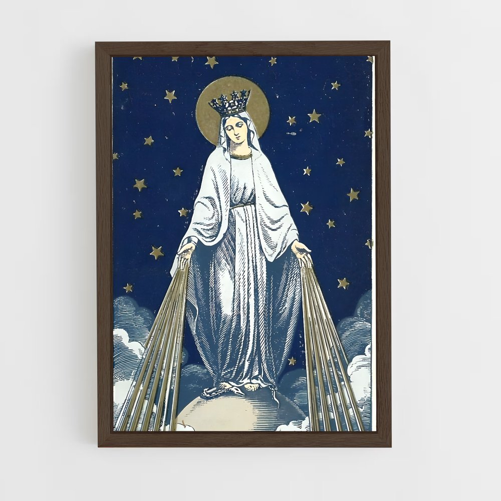 ap-virgin mary-4 cadre Bois foncé