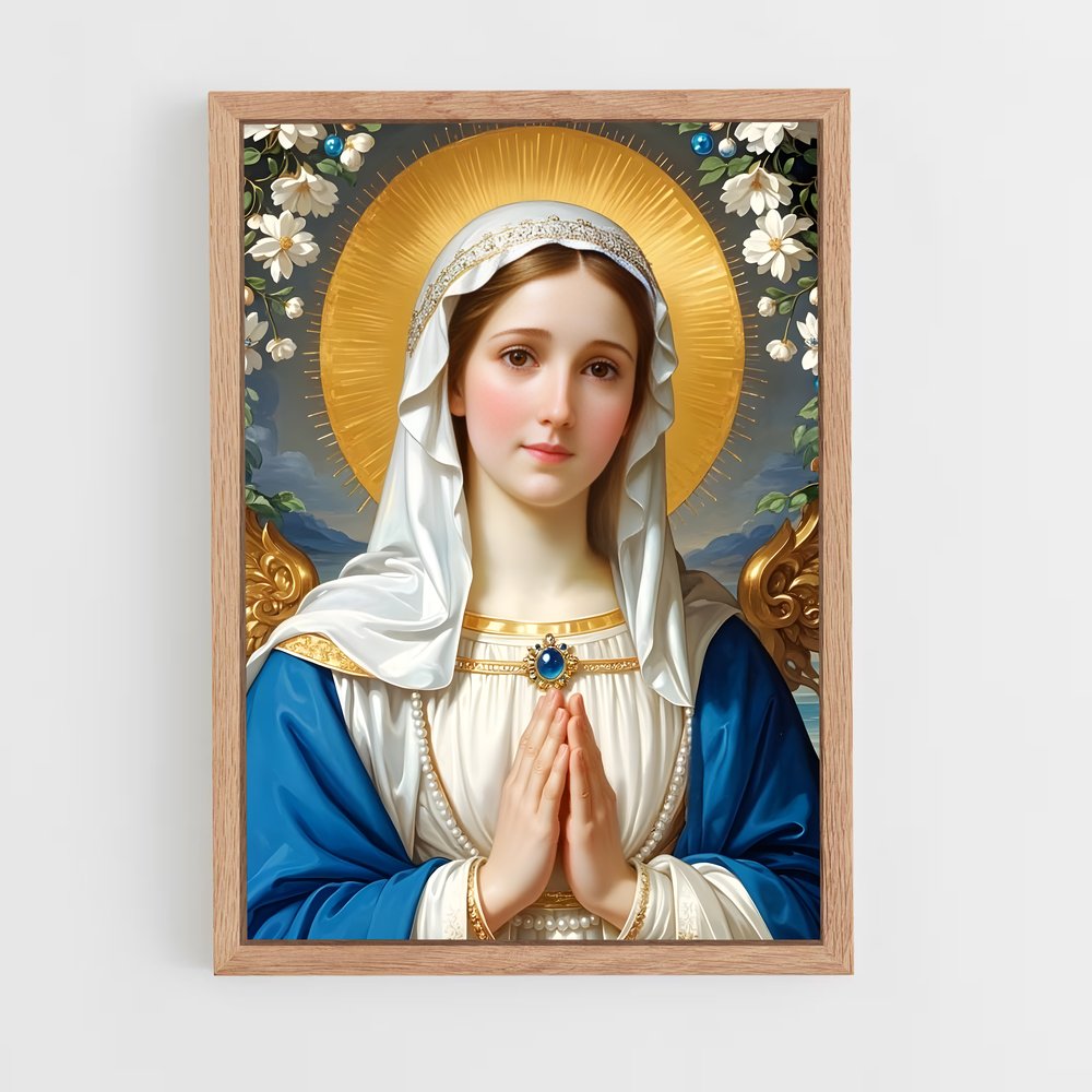 ap-virgin mary-8 cadre Bois clair