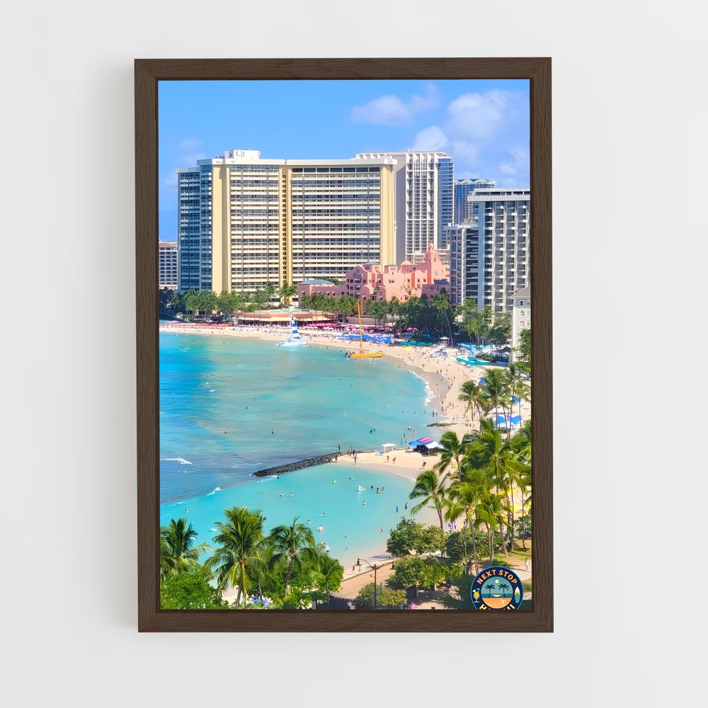 ap-waikiki beach-3 cadre Bois foncé